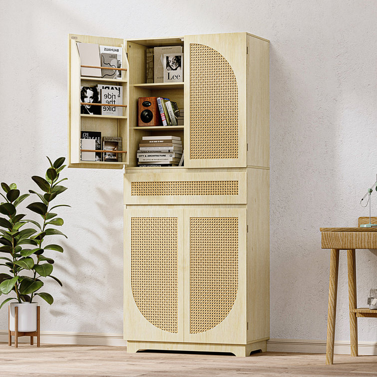 Bay Isle Home 72" Tall Kitchen Pantry Storage With Rattan Door